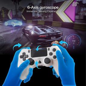 img 1 attached to 🎮 Gobub Wireless Controller Remote - Double Vibration, Audio Function, 1000 mAh Battery - PS-4/Pro/Slim Compatible - Touch-pad Joystick Game Controller - Non-OEM - White