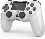 🎮 gobub wireless controller remote - double vibration, audio function, 1000 mah battery - ps-4/pro/slim compatible - touch-pad joystick game controller - non-oem - white логотип