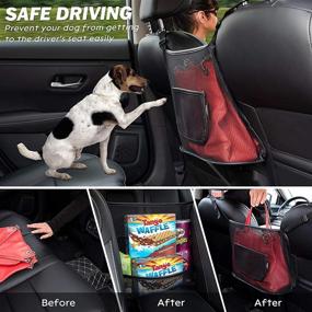 img 3 attached to 🚗 Car Seat Organizer with Storage Bag, Handbag Holder & Pet Barrier - Automotive Console Purse Holder, Black