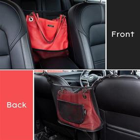 img 2 attached to 🚗 Car Seat Organizer with Storage Bag, Handbag Holder & Pet Barrier - Automotive Console Purse Holder, Black