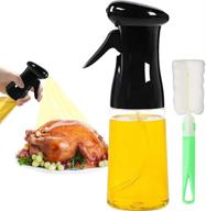 efficient oil sprayer mister: olive oil spritzer for air fryer 210ml/7oz – cooking spray dispenser bottle for bbq, frying, salad, roasting (black) logo