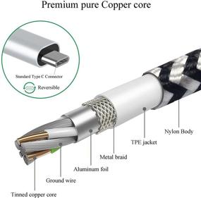 img 1 attached to 🔌 Высокоскоростной USB-кабель типа C 10 футов 3 шт. - Быстрая синхронизация зарядки, шнур из плетеного нейлона для Galaxy s20, Note 10, LG V20 и более