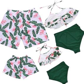 img 2 attached to 👙 PURFEEL Family Matching Swimsuit Set - Women's Bathing Suit, Girls Swimwear, Mom and Me Matching Swimwear