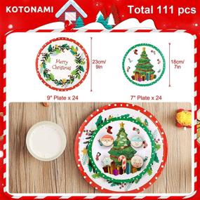 img 3 attached to Premium 111 Pcs Christmas Paper Plates and Napkins Set - Serve 24 - Disposable Party Supplies 🎄 - Includes 24 Dinner Plates, 24 Dessert Plates, 24 Napkins, 24 Cups, 1 Banner - Christmas Ornament Theme