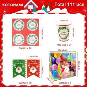 img 2 attached to Premium 111 Pcs Christmas Paper Plates and Napkins Set - Serve 24 - Disposable Party Supplies 🎄 - Includes 24 Dinner Plates, 24 Dessert Plates, 24 Napkins, 24 Cups, 1 Banner - Christmas Ornament Theme