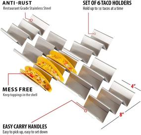 img 1 attached to 🌮 Stainless Steel Taco Holder Stand Set of 6 - Taco Racks With Handles for Oven & Grill - Convenient and Easy Taco Trays for Filling and Serving Tacos - Fiesta Kitchen Taco Holders