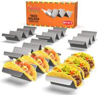 🌮 stainless steel taco holder stand set of 6 - taco racks with handles for oven & grill - convenient and easy taco trays for filling and serving tacos - fiesta kitchen taco holders logo