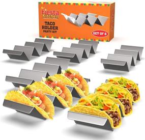 img 4 attached to 🌮 Stainless Steel Taco Holder Stand Set of 6 - Taco Racks With Handles for Oven & Grill - Convenient and Easy Taco Trays for Filling and Serving Tacos - Fiesta Kitchen Taco Holders