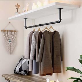 img 3 attached to Greenstell Heavy Duty Wall Mounted Garment Rack with Industrial Pipe Design - Space-Saving Hanging Clothes Rack, Detachable Garment Bar - Multi-Purpose Rod for Closet Storage - 2 Base (1 Pack)