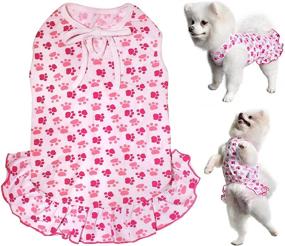 img 4 attached to 🐾 Cute and Comfy LEDINIU Adorable Paws Pet Dog Dresses & Shirts – Perfect Cotton Outfits for Small Dogs