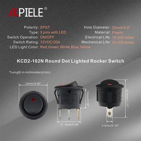 img 3 attached to 🔴 APIELE Rocker Toggle Switch DC 12V 20A ON-Off with Dot Light SPST 3 Pins 2 Position 8 Pack KCD2-102N (Red)