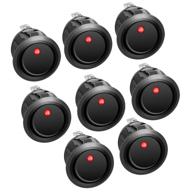 🔴 apiele rocker toggle switch dc 12v 20a on-off with dot light spst 3 pins 2 position 8 pack kcd2-102n (red) logo