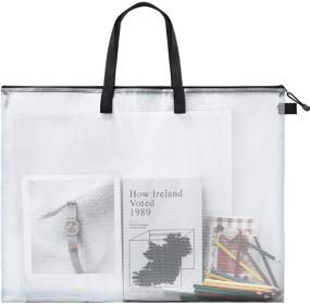 img 4 attached to 👜 Convenient and Versatile 19x24 Inch Art Portfolio Bag: Ideal Storage for Large Posters, Poster Board, Painting, Bulletin Boards - Transparent, Handling Ease, Zipper Closure - (1 Piece)