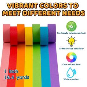 img 3 attached to 🌈 Vibrant Colored Masking Tape: Rainbow Decorative Paper Tape for Kids Crafts, Labeling, Coding - 7 Rolls, 1 Inch x 16.4 Yards