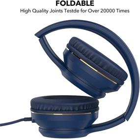 img 2 attached to RORSOU R8 On-Ear Headphones with Microphone - Lightweight Folding Stereo Bass Headphones with 1.5M No-Tangle Cord - Portable Wired Headphones for Smartphone Tablet Computer MP3 / 4 (Blue)