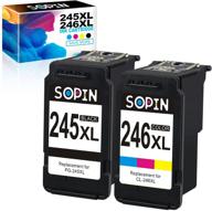 🖨️ sopin remanufactured canon ink cartridges 245 and 246 - high-yield replacements for canon pg-245xl cl-246xl pg-243 cl-244 - compatible with canon pixma mx492 mx490 ts3120 ts302 ts202 tr4520 printer tray (1 black 1 tri-color) logo