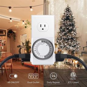 img 1 attached to ⏰ HBN Indoor Timer-24 Hour Plug-in Mechanical Indoor Mini Timer with 2 Outlets, Heavy Duty Daily On/Off Cycle, 3 Prong, 2-Pack: Convenient and Reliable Timer for Daily Scheduling and Energy Management