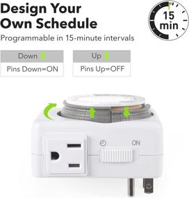 img 2 attached to ⏰ HBN Indoor Timer-24 Hour Plug-in Mechanical Indoor Mini Timer with 2 Outlets, Heavy Duty Daily On/Off Cycle, 3 Prong, 2-Pack: Convenient and Reliable Timer for Daily Scheduling and Energy Management