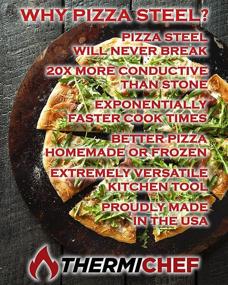 img 3 attached to 🍕 Conductive Cooking ThermiChef: 16" Round Pizza Steel Plate for Oven Baking - Made in USA