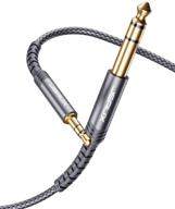 10ft jsaux 6.35mm to 3.5mm stereo audio cable, bidirectional trs male to male jack for guitar, ipod, laptop, home theater, speaker & amplifiers - grey logo