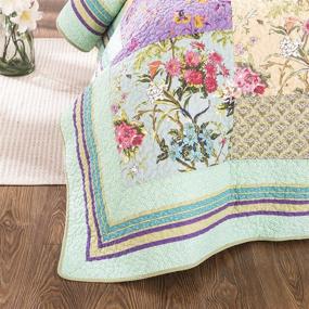 img 2 attached to 🛏️ Cotton Patchwork Bedspread Quilt Sets King Size - Reversible Breathable Comforter Floral Quilted Coverlet with Pillow Shams, Bohemian Pattern Rural - YAYIDAY