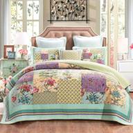 🛏️ cotton patchwork bedspread quilt sets king size - reversible breathable comforter floral quilted coverlet with pillow shams, bohemian pattern rural - yayiday logo