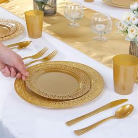 img 1 attached to 🍰 Stylish and Convenient 102PCS Brown Gold Dessert Plates with Lace Design for Weddings and Special Occasions