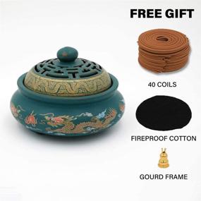 img 3 attached to 🐉 Ceramic Incense Burner Set with 48Pcs Incense Coil - Cones & Stick Holder for Air Purification, Home Decor, Aromatherapy, Meditation, Relaxation (Dragon Design)