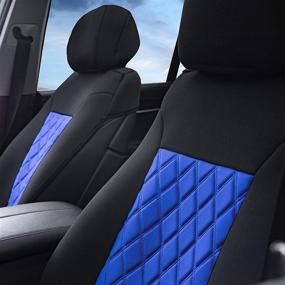 img 2 attached to 🚗 Water Resistant FH Group Neosupreme Deluxe Diamond Front Car Seat Cushions, Airbag Compatible - Universal Fit for Cars, Trucks, and SUVs (Blue) + Bonus Gift