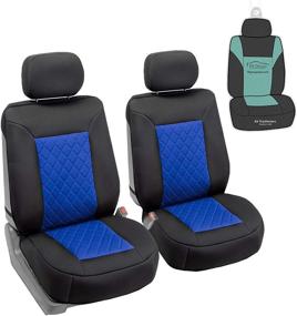 img 4 attached to 🚗 Water Resistant FH Group Neosupreme Deluxe Diamond Front Car Seat Cushions, Airbag Compatible - Universal Fit for Cars, Trucks, and SUVs (Blue) + Bonus Gift