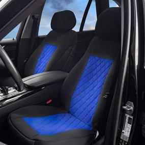 img 3 attached to 🚗 Water Resistant FH Group Neosupreme Deluxe Diamond Front Car Seat Cushions, Airbag Compatible - Universal Fit for Cars, Trucks, and SUVs (Blue) + Bonus Gift