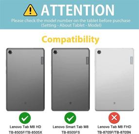 img 3 attached to 📱 Чехол из силикона Lenovo Tab M8 HD 8.0 дюйма - Herize полнофункциональный защитный чехол высокой прочности для детей с ремешком для руки для Lenovo Smart Tab M8, синий.