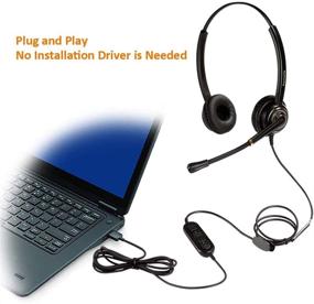 img 3 attached to 🎧 USB Headset with Noise Cancelling Microphone and Volume Controls, PC Headphone with Voice Recognition Mic for Dragon, Teams, Zoom, Skype, Lync, Softphones, Conference Calls, Online Course, and More