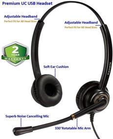 img 1 attached to 🎧 USB Headset with Noise Cancelling Microphone and Volume Controls, PC Headphone with Voice Recognition Mic for Dragon, Teams, Zoom, Skype, Lync, Softphones, Conference Calls, Online Course, and More