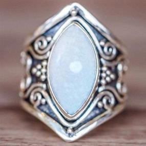 img 4 attached to Vintage Silver Moonstone Ring: Stunning 925 Sterling Silver Jewelry for Women, Perfect for Weddings - Cuteshop