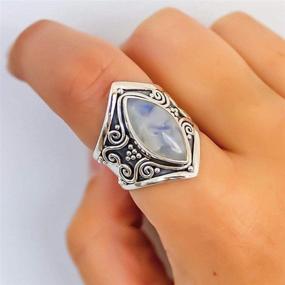 img 2 attached to Vintage Silver Moonstone Ring: Stunning 925 Sterling Silver Jewelry for Women, Perfect for Weddings - Cuteshop