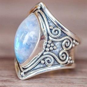 img 3 attached to Vintage Silver Moonstone Ring: Stunning 925 Sterling Silver Jewelry for Women, Perfect for Weddings - Cuteshop