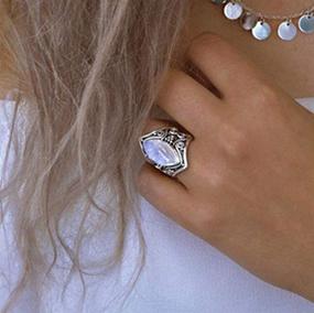 img 1 attached to Vintage Silver Moonstone Ring: Stunning 925 Sterling Silver Jewelry for Women, Perfect for Weddings - Cuteshop