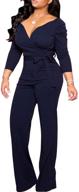 👗 iymoo women's sexy v neck jumpsuit with wide leg & long sleeves, wrap top design logo