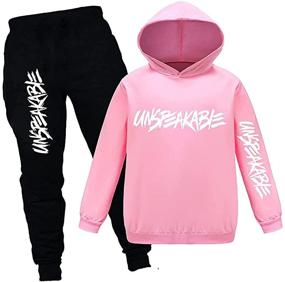 img 2 attached to 2-Piece Boys Hoodies and Girls Sweatshirts Set: Stylish Pullover Tracksuit for Kids