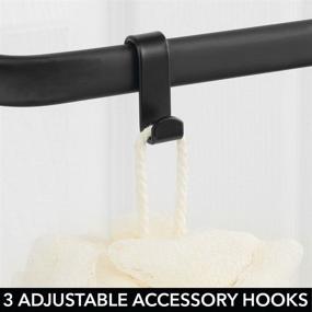 img 1 attached to 🛀 mDesign Matte Black Over Shower Door Towel Rack Holder Organizer with Adjustable Hooks - Ideal for Bathroom Towels, Washcloths, and Hand Towels