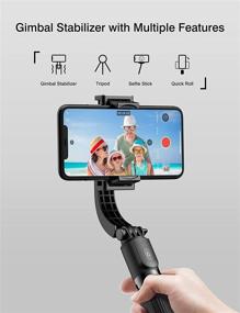 img 3 attached to 📸 Selfie Stick Tripod Gimbal Stabilizer для смартфона с беспроводным пультом управления | 360° вращение | Автобалансировка | Портативная подставка для iPhone & Android