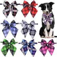 🎀 stylish plaid large bow ties for dogs and cats - adjustable pet bowties for grooming - fashionable pet collar accessories - 8pcs logo