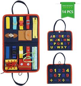 img 4 attached to 🧒 Interactive Busy Board for Toddlers: Montessori Educational Toy for Basic Skills Learning, Dress-Up Play and Alphabet Recognition, Ideal for Ages 1-6