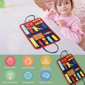 img 2 attached to 🧒 Interactive Busy Board for Toddlers: Montessori Educational Toy for Basic Skills Learning, Dress-Up Play and Alphabet Recognition, Ideal for Ages 1-6