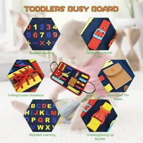 img 3 attached to 🧒 Interactive Busy Board for Toddlers: Montessori Educational Toy for Basic Skills Learning, Dress-Up Play and Alphabet Recognition, Ideal for Ages 1-6