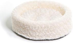 img 3 attached to Furhaven 18 Inch Round Cup Pet Beds - Plush 🐾 Fur, Terry, and Suede Cat Bed for Cats and Small Dogs