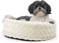 furhaven 18 inch round cup pet beds - plush 🐾 fur, terry, and suede cat bed for cats and small dogs logo