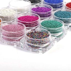 img 2 attached to 💅 Набор для декорирования ногтей - бисер Beadsland Nail Caviar Beads Micro Pixie Caviar - металлический, 12 цветов мини стеклянных бисерных капель.nails Beads