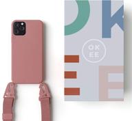 📱 okee чехол для iphone 11 crossbody: биоразлагаемый экологический чехол с отстегивающимся ремнем - стильный розовый, 11 логотип